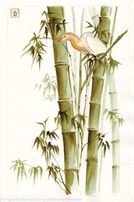 Bamboo and heron