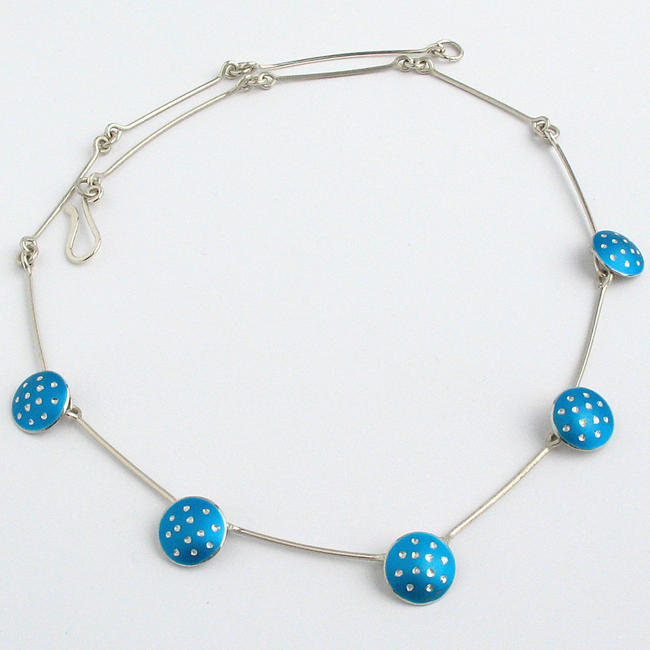 PD3 Polka dot dome necklace in turquoise blue