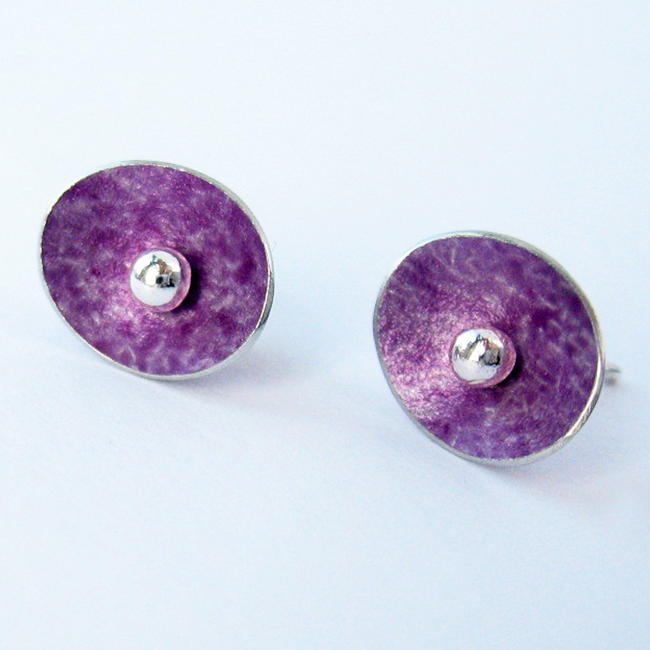 ES1 Concave oval stud earrings in mauve