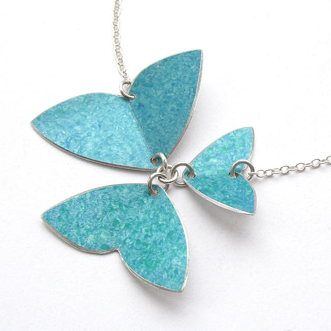 OX4 Oxalis trefoil necklace in turquoise blue