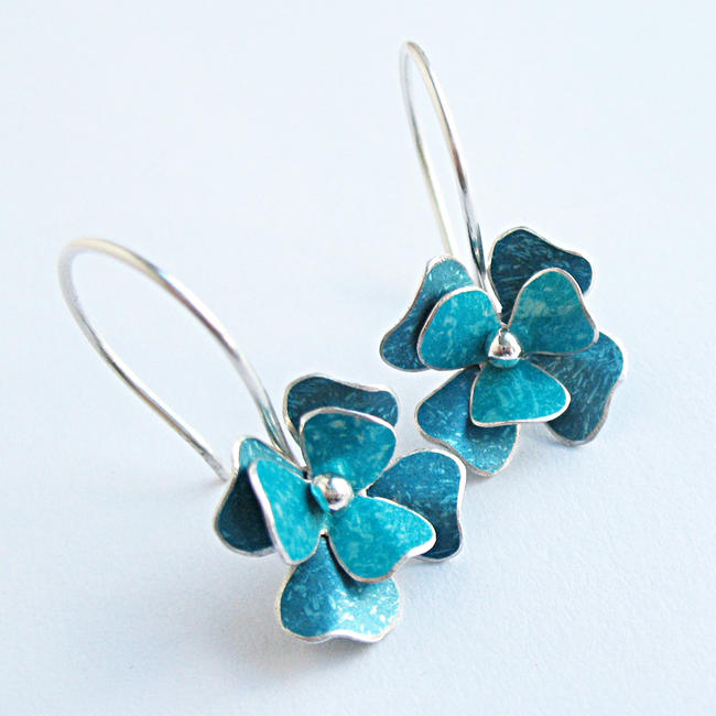 RS2 Double layer rosa drop earrings in turquoise blue