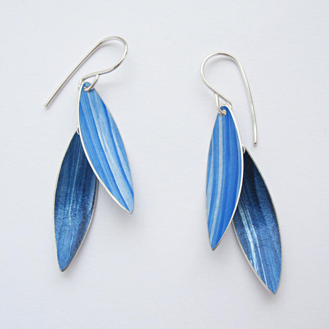 LC3 Two leaf drop earrings in royal blue/indigo