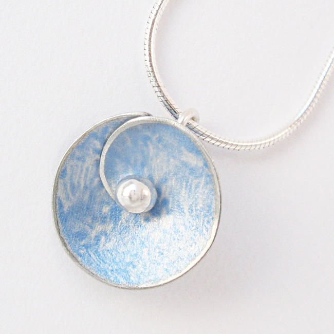SP3 Spiral disc pendant in light blue