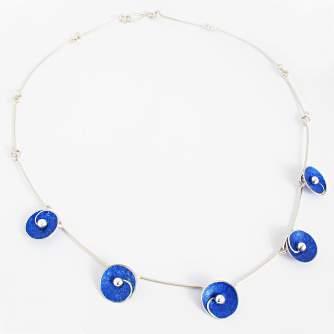 SP5 Spiral disc necklace in royal blue