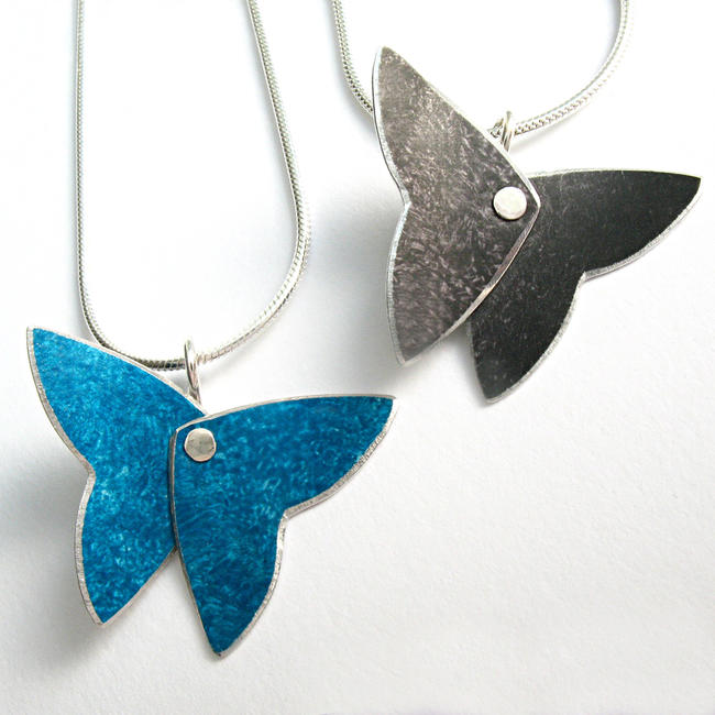 FLT4 Petrol blue and black butterfly pendants