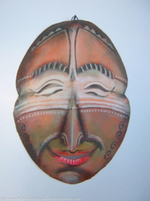 African sculpture style mask - happy face