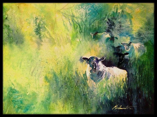Ewe among green