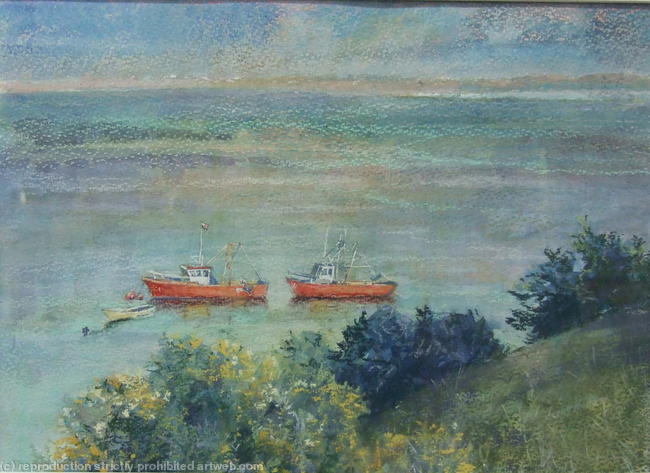 Fishing boats on the River Dee, Flintshire