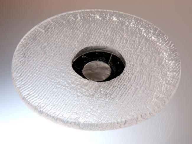 Salver = clear glass with black glass and silver base
