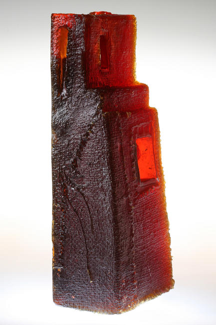 'Within', orange glass with 23.5ct gold