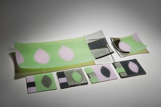 Glass bowl and coasters