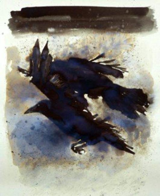2 Crows, ink wash