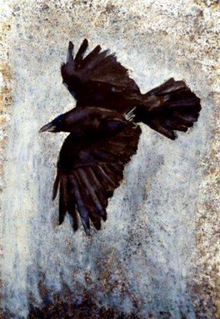Crow 1, ink wash