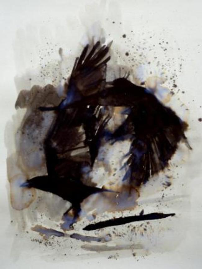 3 Crows, ink wash