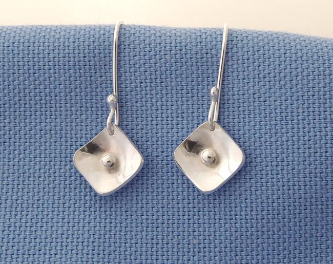 Domed square drop earrings
