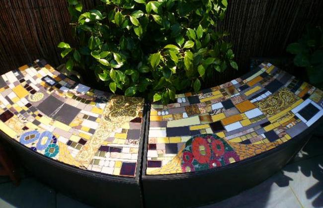 THe Klimt Benches, made for The Great Garden Challenge , Bleinham Palace a few years ago. There are 10 pavers to match it .