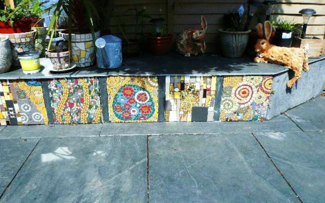 The Klimt Pavers that went with the Benches,I used them as uprights for my garden with slate seating.