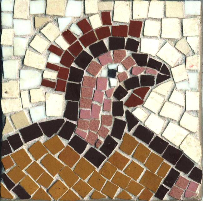 Copy of the cock headed man from Brading Roman Villa. Isle of Wight.