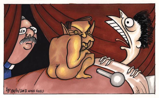 Ed Miliband's Nightmare, with Ed Balls and Paul Flowers (after Fuseli)