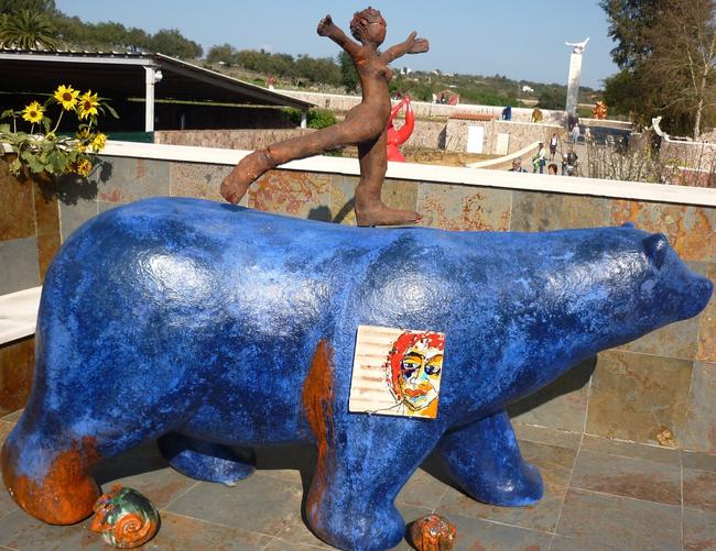 woman on bear