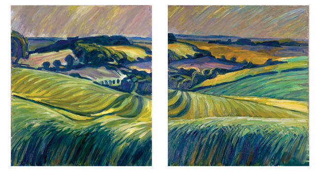 Green wheat with distance (left and right)