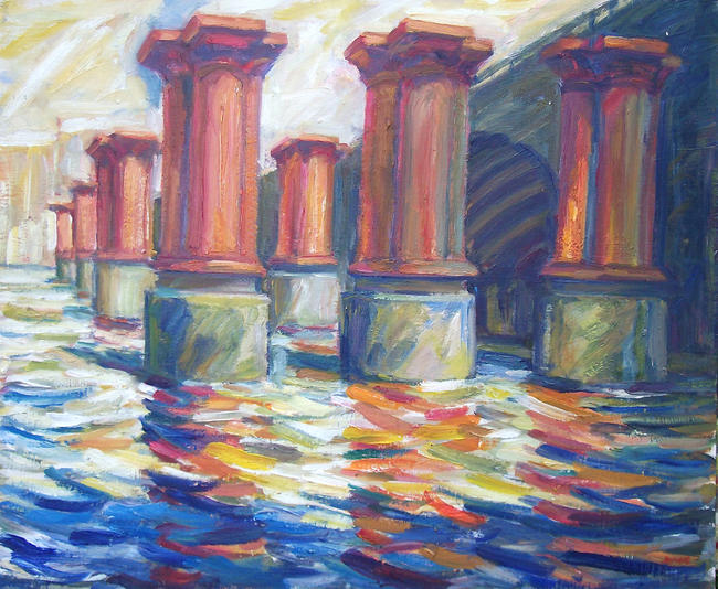 Pillars With Blue Shadow