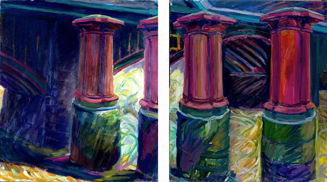 Bridge and Three Pillars (Diptych)