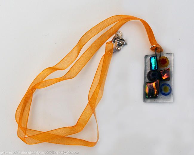 Gold and blue fused pendant
