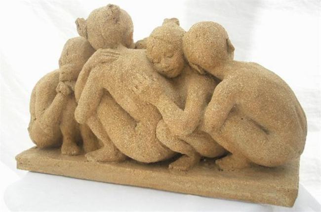 Lorna Tyler Huddle 13cm x 30.5cm £750 clay fired to stoneware ,unique
