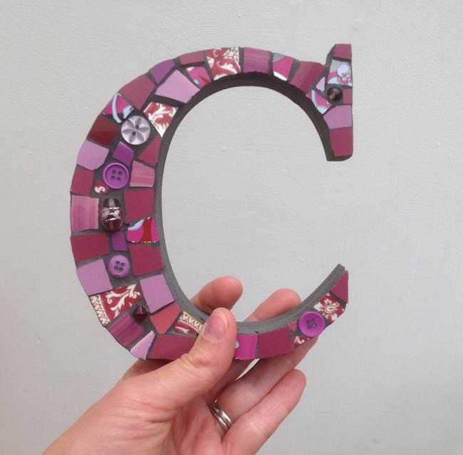 Mosaic Letter C in Purple
