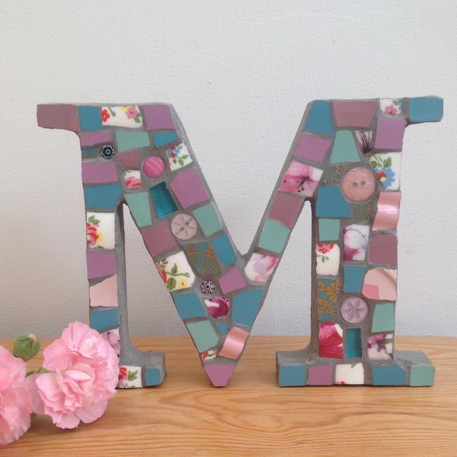 Mosaic Letter M in pastels