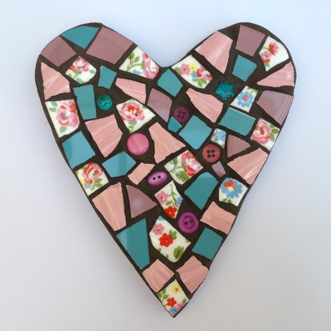 Mosaic Heart in Pink and Blue