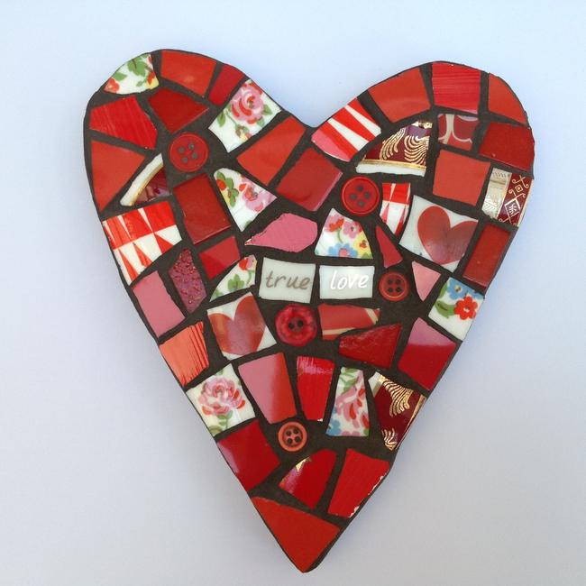 Mosaic Heart in Reds