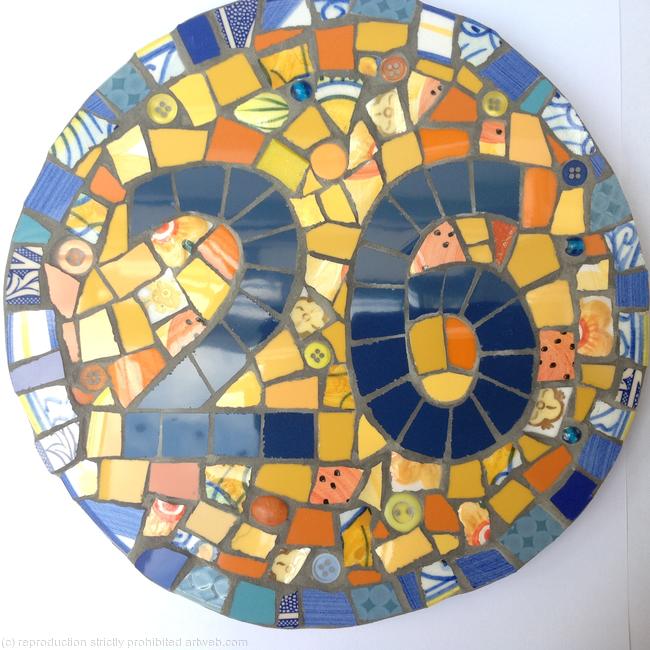 Round Mosaic House Number 26