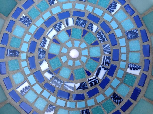 Blue Mosic Bird Bath