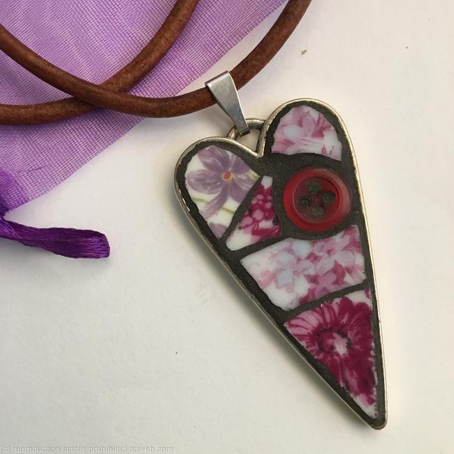 Floral Mosaic Heart Pendant