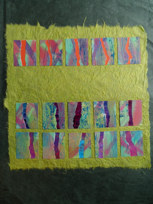 Collage of painted and printed papers