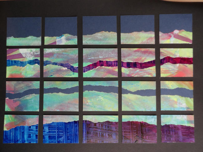 Collage of painted and printed papers