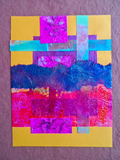 Collage of painted and printed papers