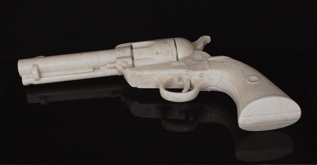 'Peacemaker', Colt 45 Peacemaker, carved Carrara marble, 3 times life size 776 x 401 x 125mm £20,000