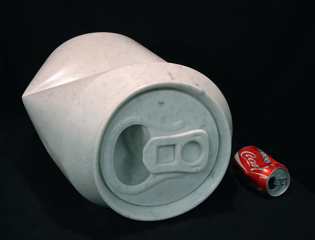 'Can', hand carved Carrara marble, 479 x 388 x 266mm, SOLD