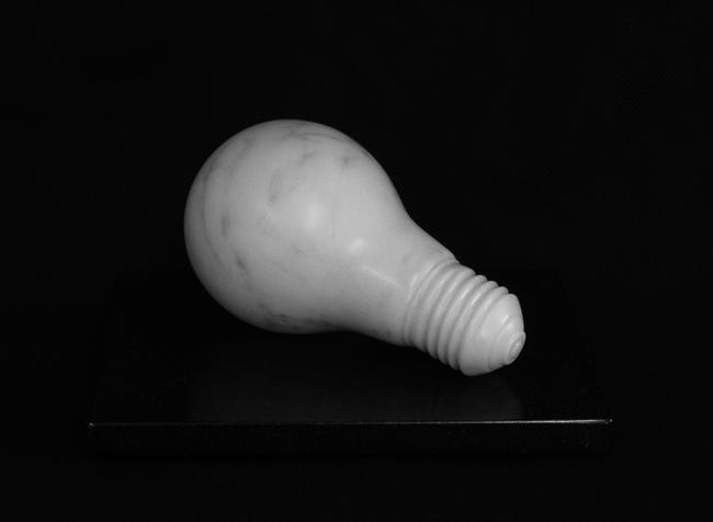 'Light Bulb', hand carved Carrara marble