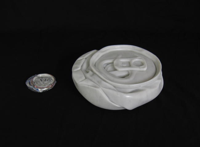 'Flat Coke', hand carved Carrara marble, 250 x 225 x 65mm. £POA.