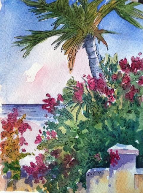 Cayman Bougainvillea and a sea view