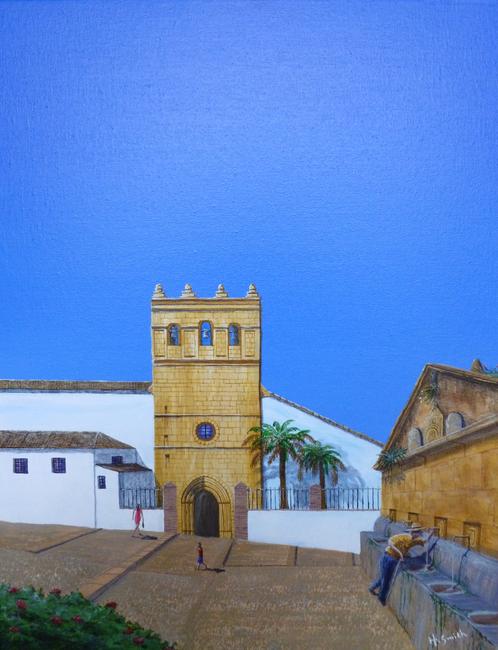 Church and fountain, Ronda, Spain