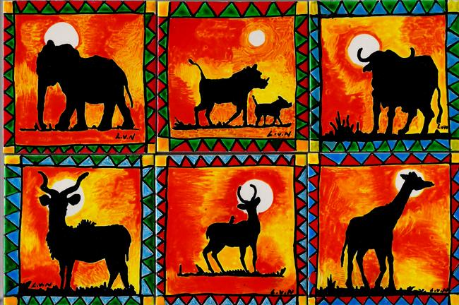 African Animal ceramic tile coasters