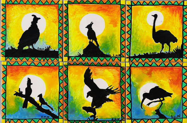 African Bird ceramic tile coasters