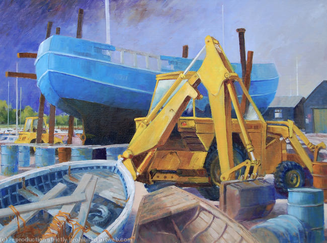 A busy boatyard