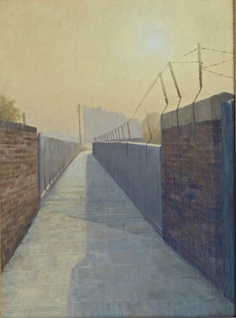 Across a railway footbridge