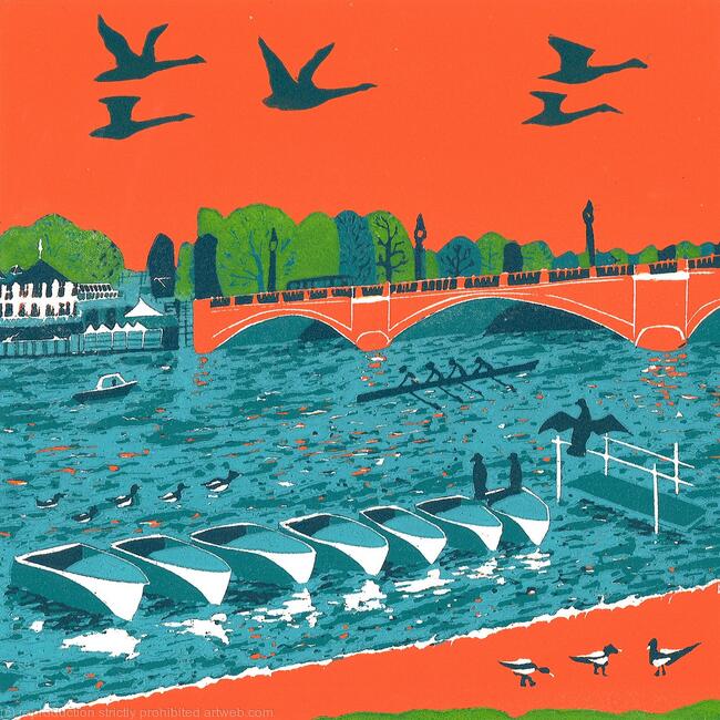 The Thames at Hampton Court Bridge (teal)